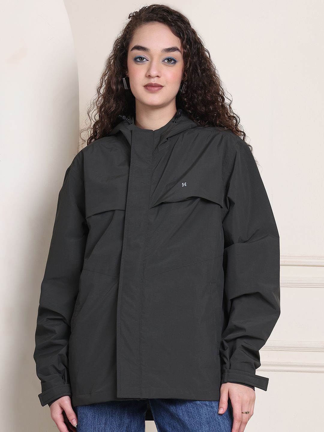 

HOUSE OF VEDAS Waterproof Hooded Rain Jacket, Olive