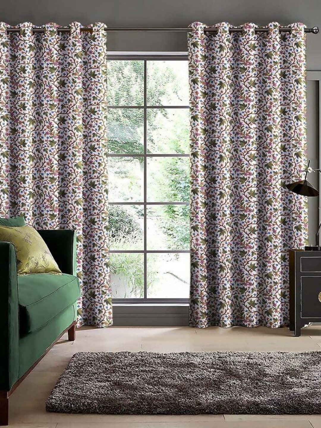 

CASABLEU Green Set of 2 Geometric Door Curtain