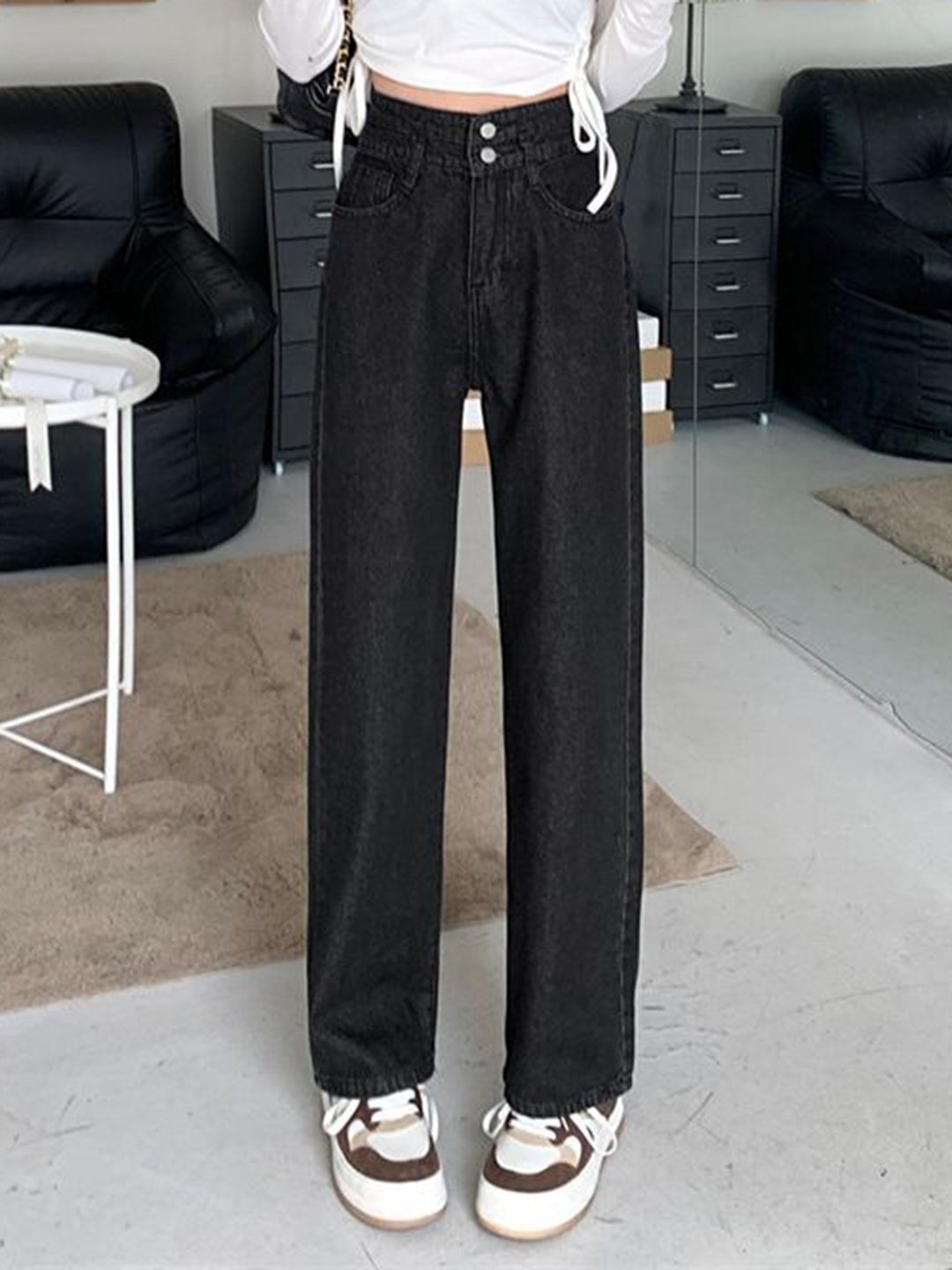 

StyleCast Women Straight Fit High-Rise Jeans, Black