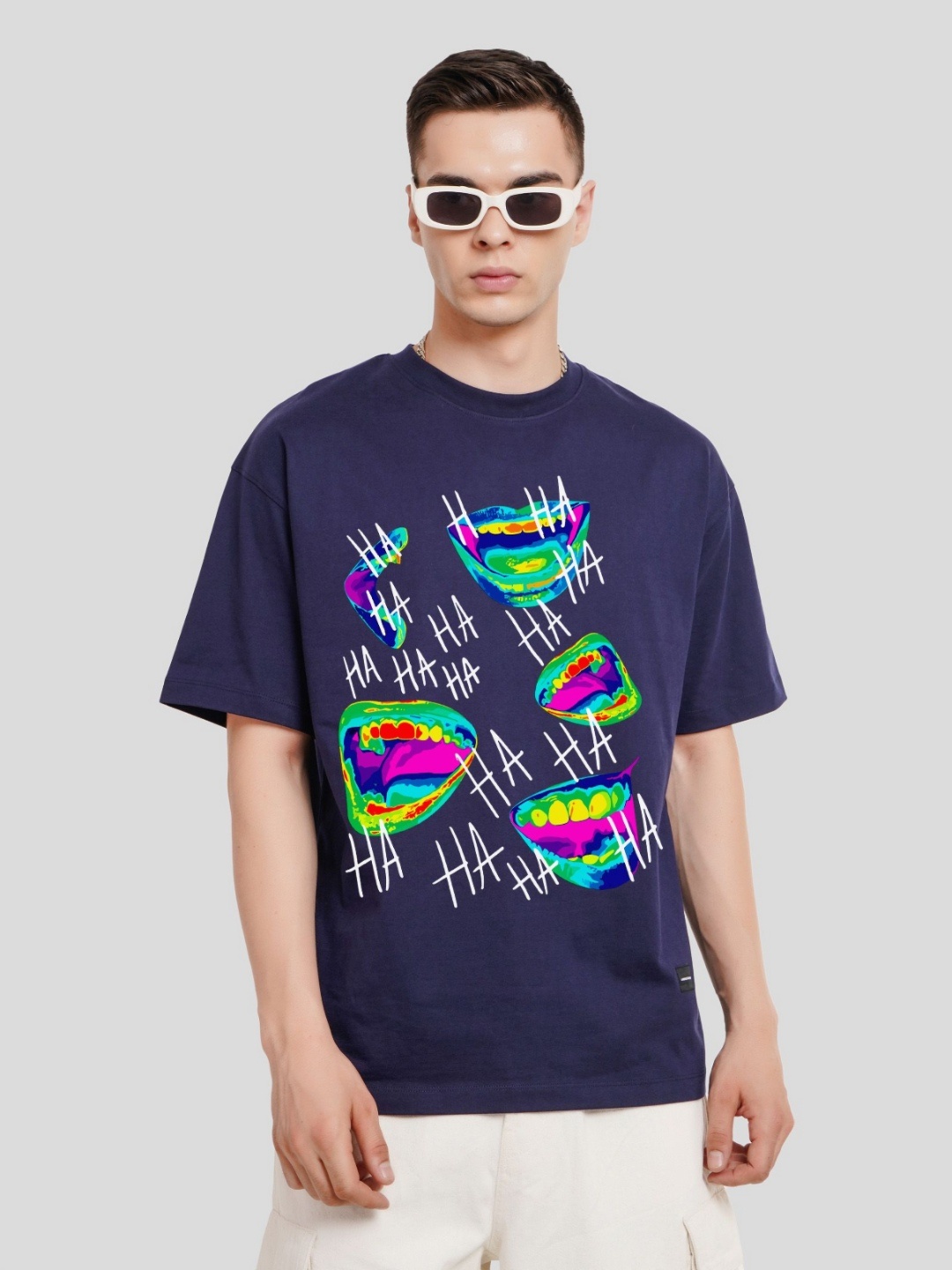 

Underrated Club Men Printed Extended Sleeves Bio Finish T-Shirt, Navy blue