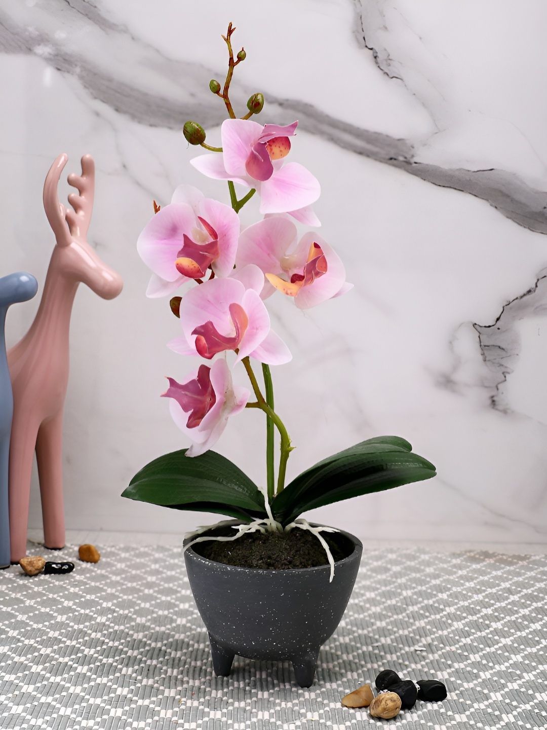 

TAYHAA Grey 1 Pieces Orchid Artificial Plant With Pot