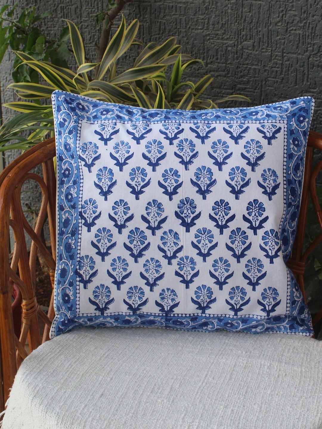 

Weaves of Tradition White & Blue Ethnic Motifs Square Cushion Covers