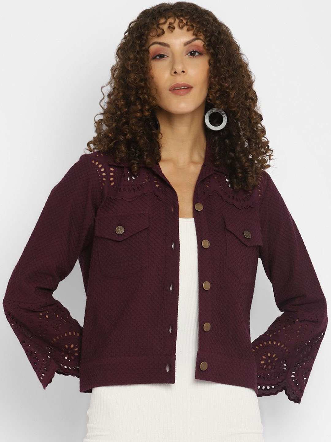 

Taurus Women Geometric Tailored Jacket, Maroon