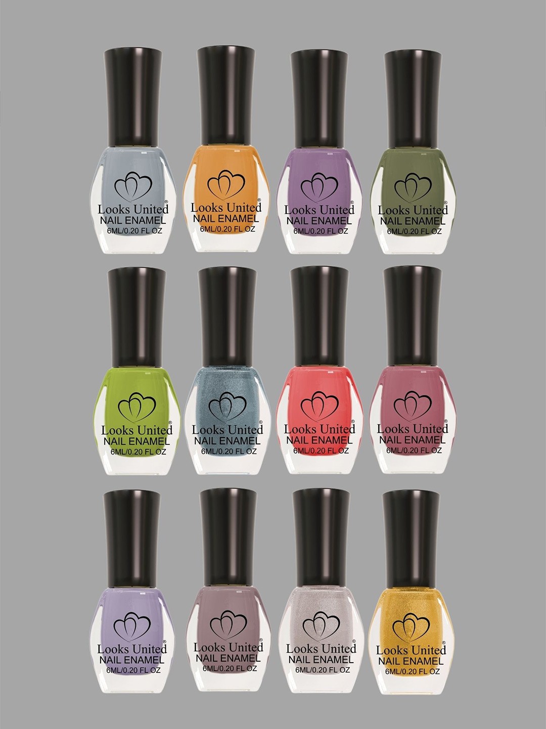 

Looks United Set Of 12 Long Lasting Nail Polish - 6ml Each, Pink