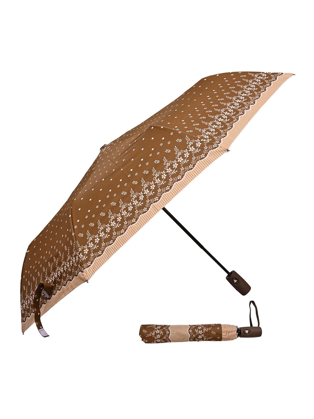 

LOOM LEGACY Semi-Automatic 3 Fold Floral Umbrellas, Brown