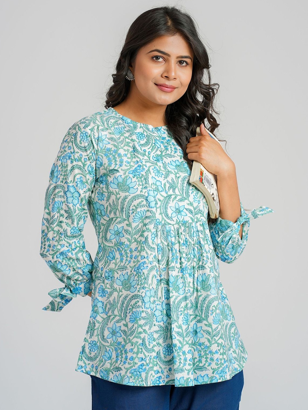 

Cotton Curio Cotton Block Printed Short Tunic, Blue