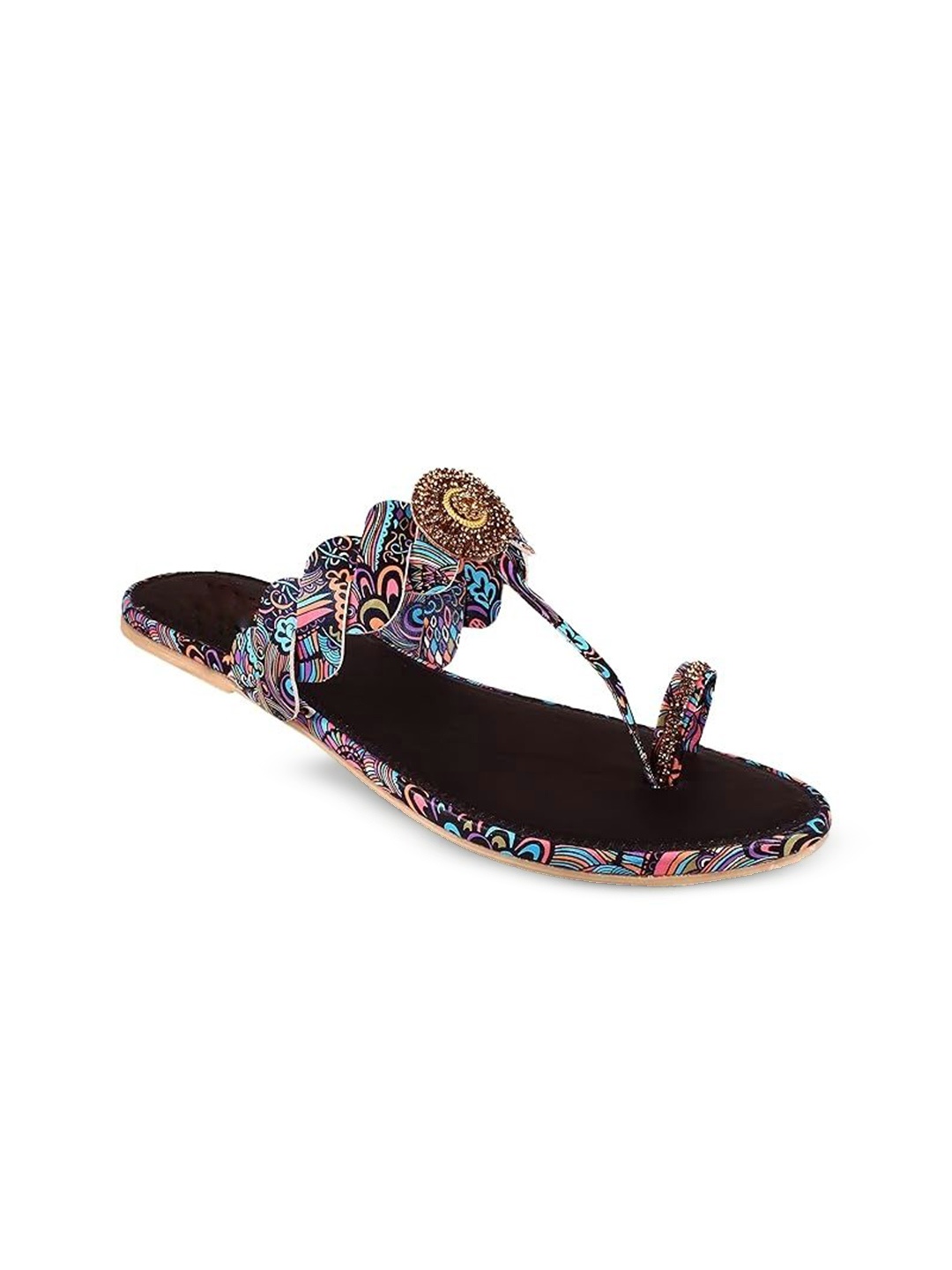 

Deynvock Women Embellished Ethnic One Toe Flats, Black