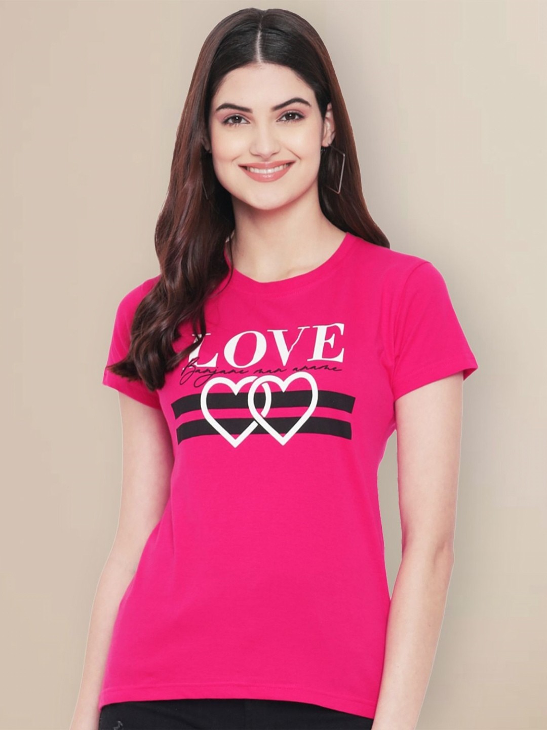 

GLOBAL NOMAD Women Typography Printed T-shirt, Pink
