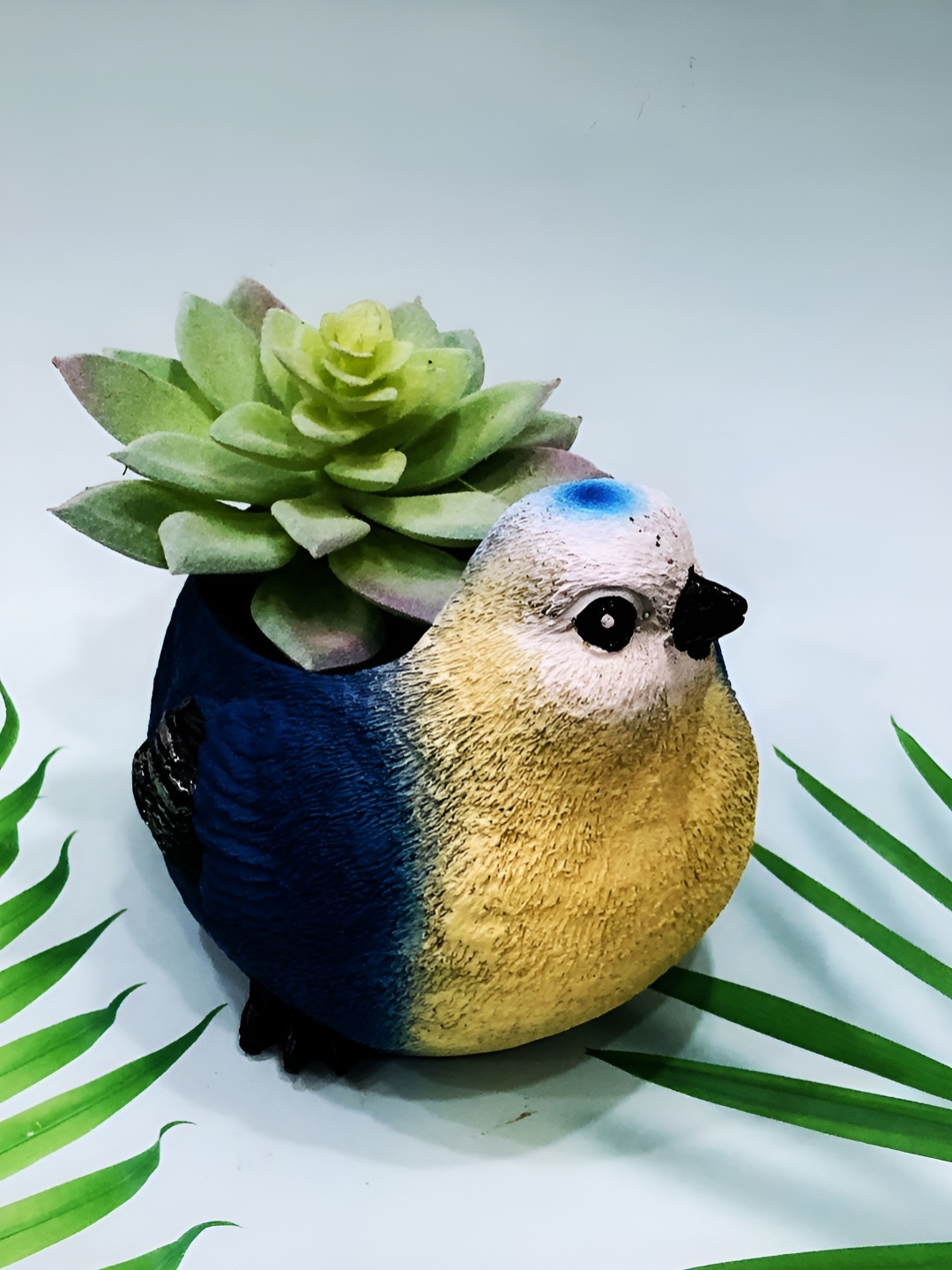 

ShopMeFast Blue & Yellow Resin Bird Succulent Planter Pot