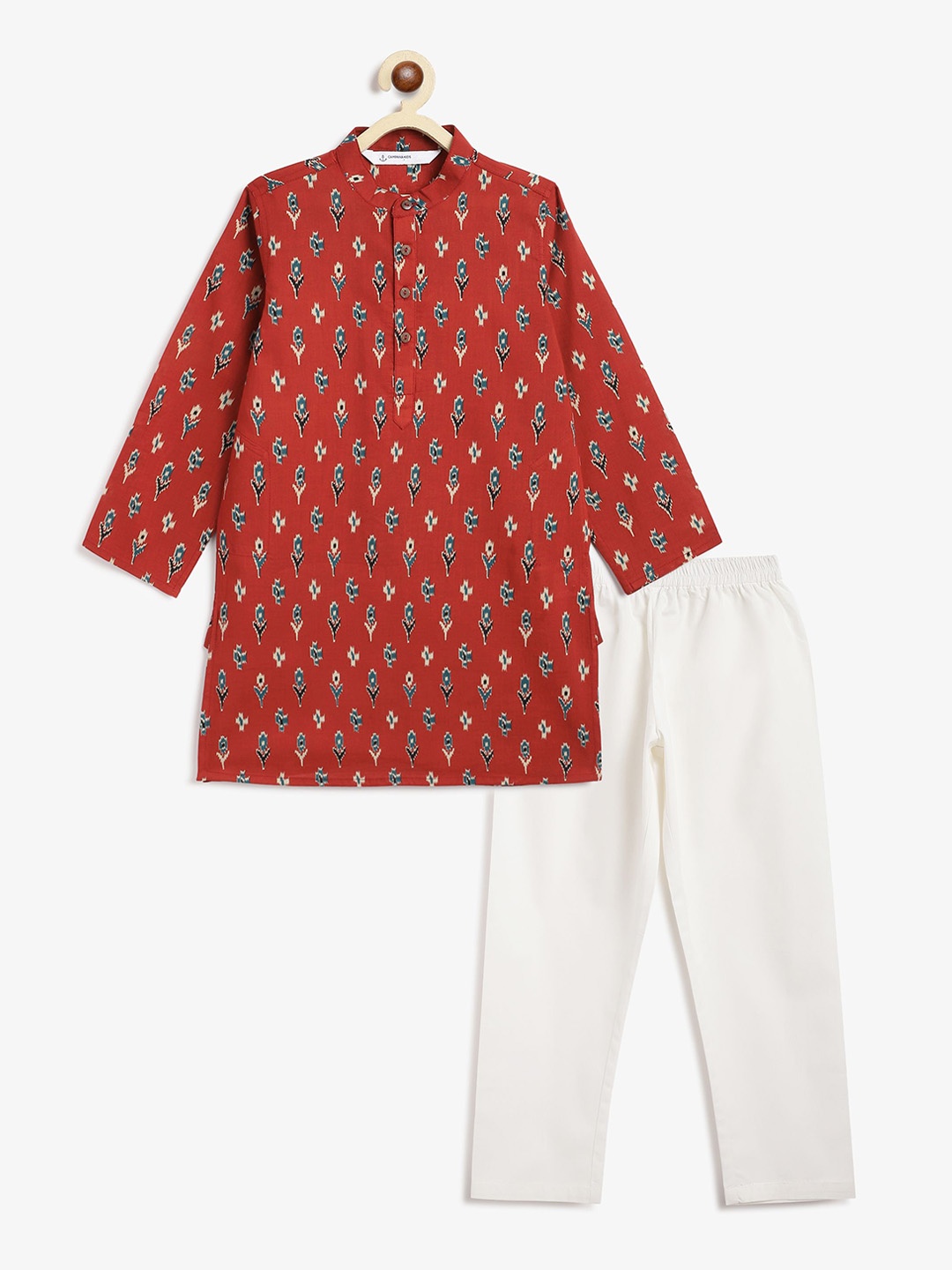 

Campana Boys Pure Cotton Kurta Set with Pyjama, Maroon