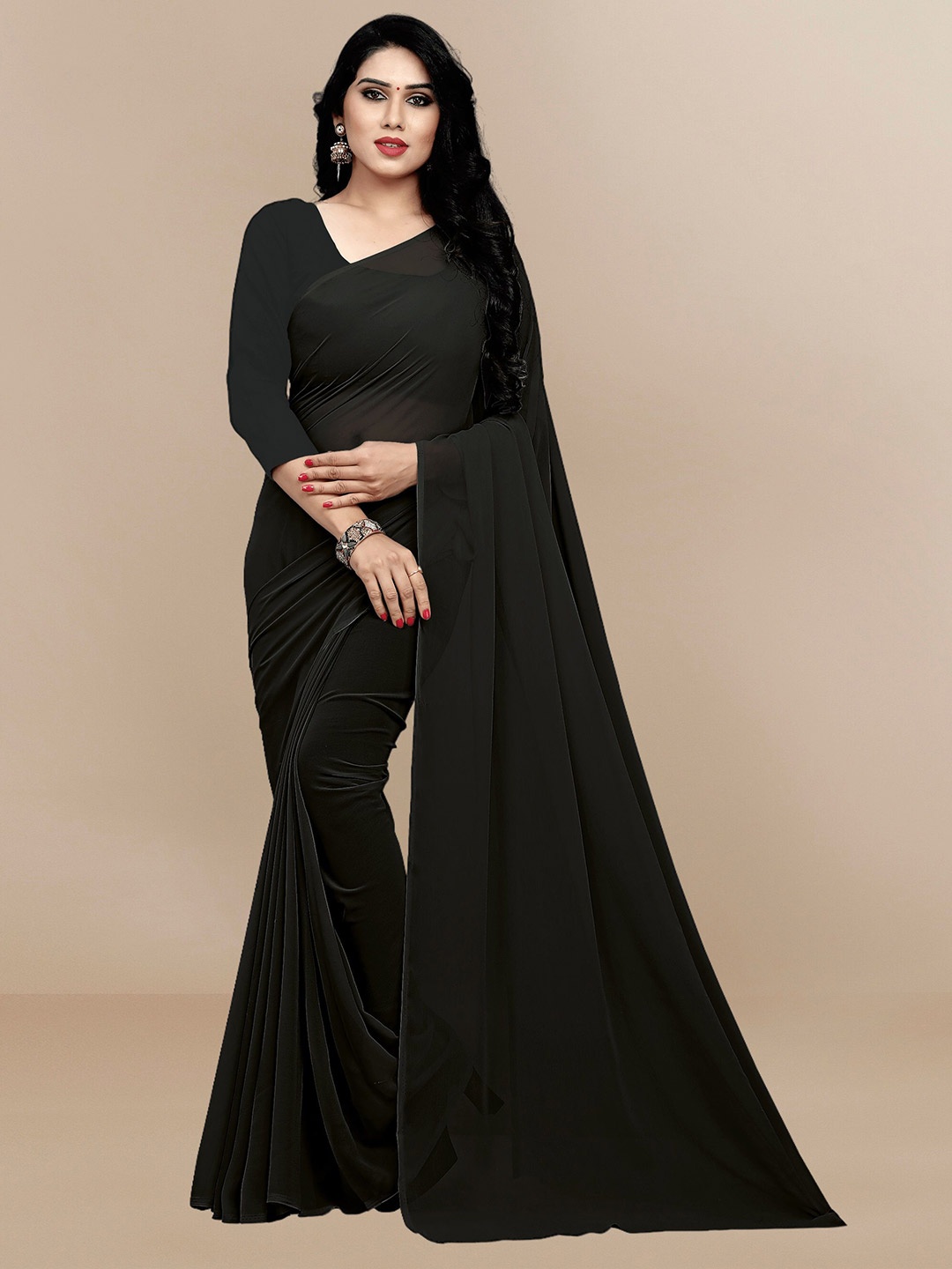 

Moda Rapido Pure Georgette Designer Saree, Black