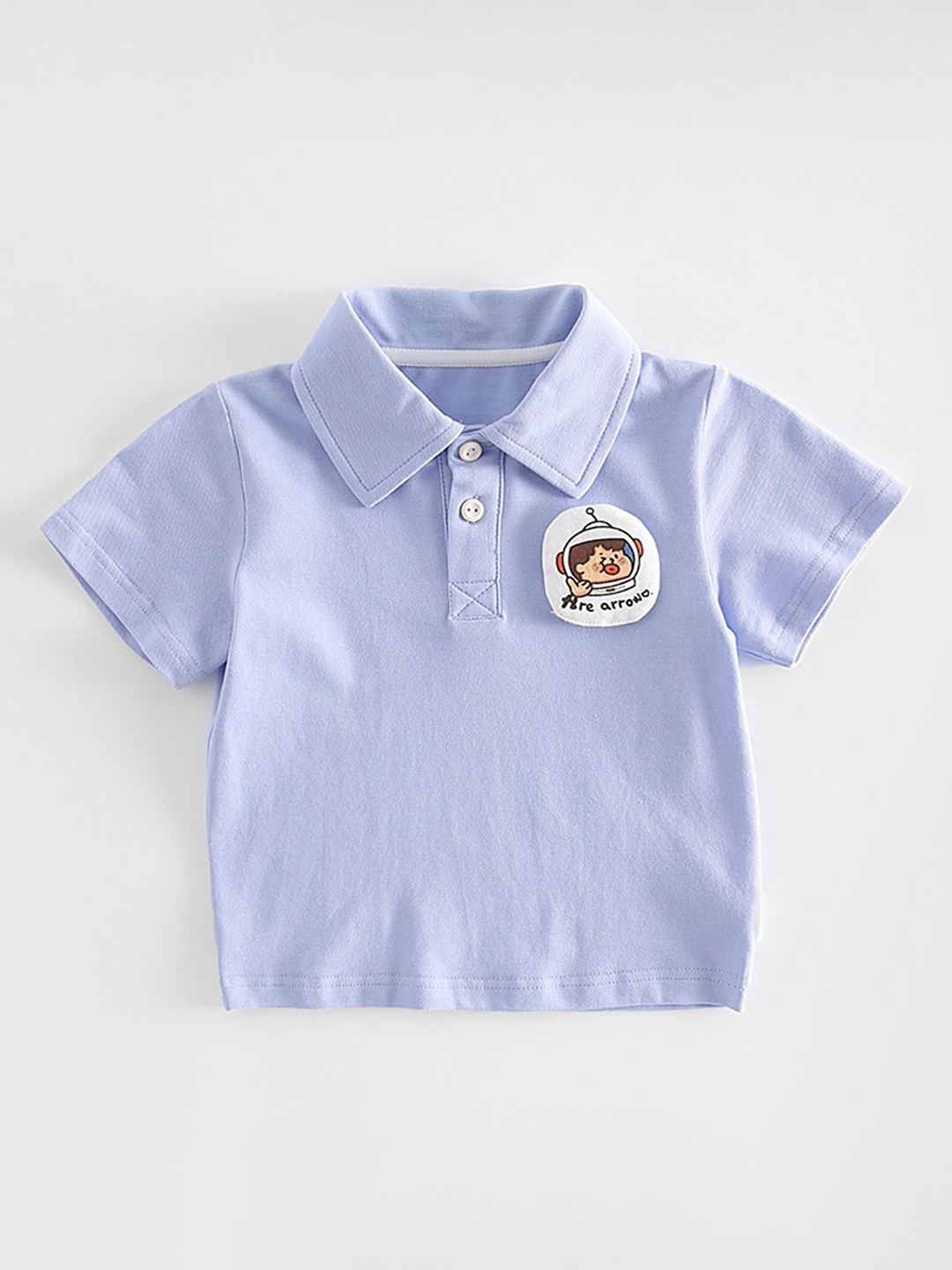 

LULU & SKY Boys Dyed Polo Collar Applique T-shirt, Blue