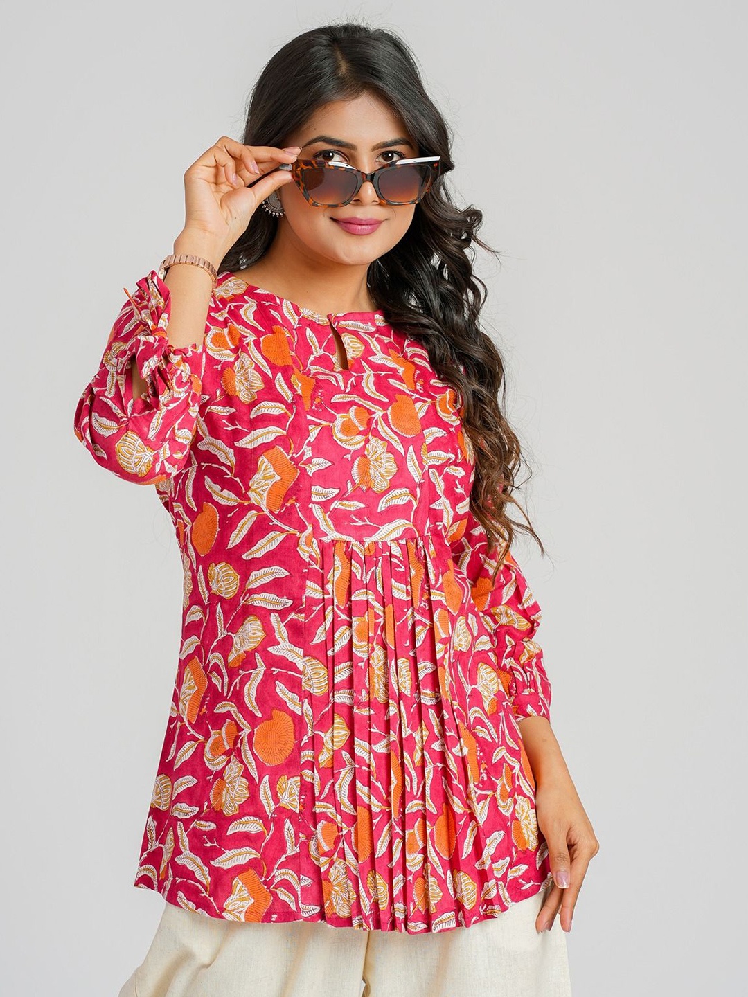 

Cotton Curio Pure Cotton Block Printed Tunic, Red