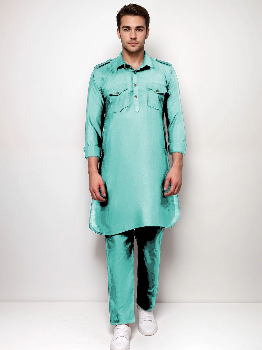 

Yugnik Men Regular Pure Cotton Kurta with Pyjamas, Blue