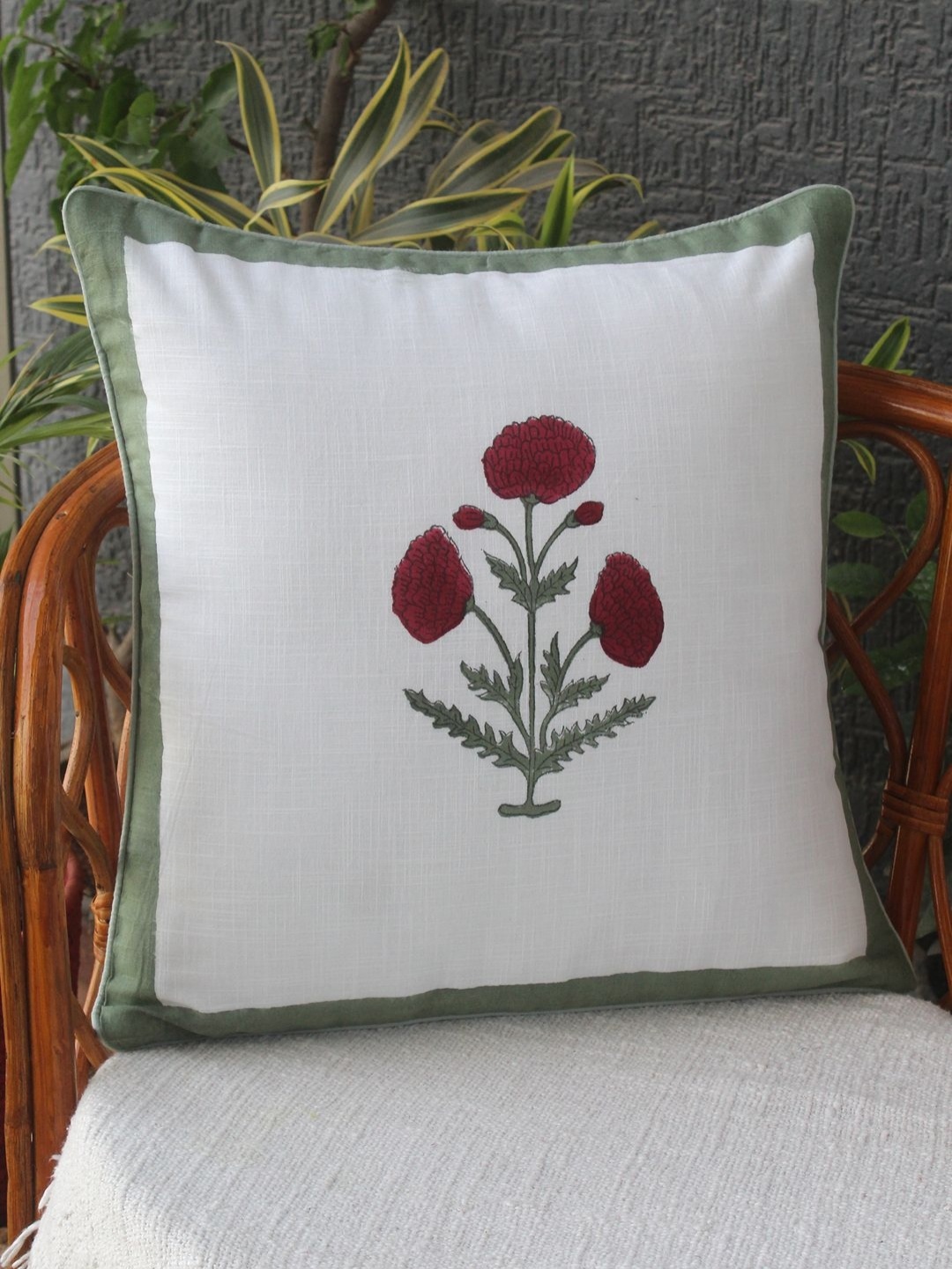 

Weaves of Tradition White & Red Ethnic Motifs Square Cushion Covers