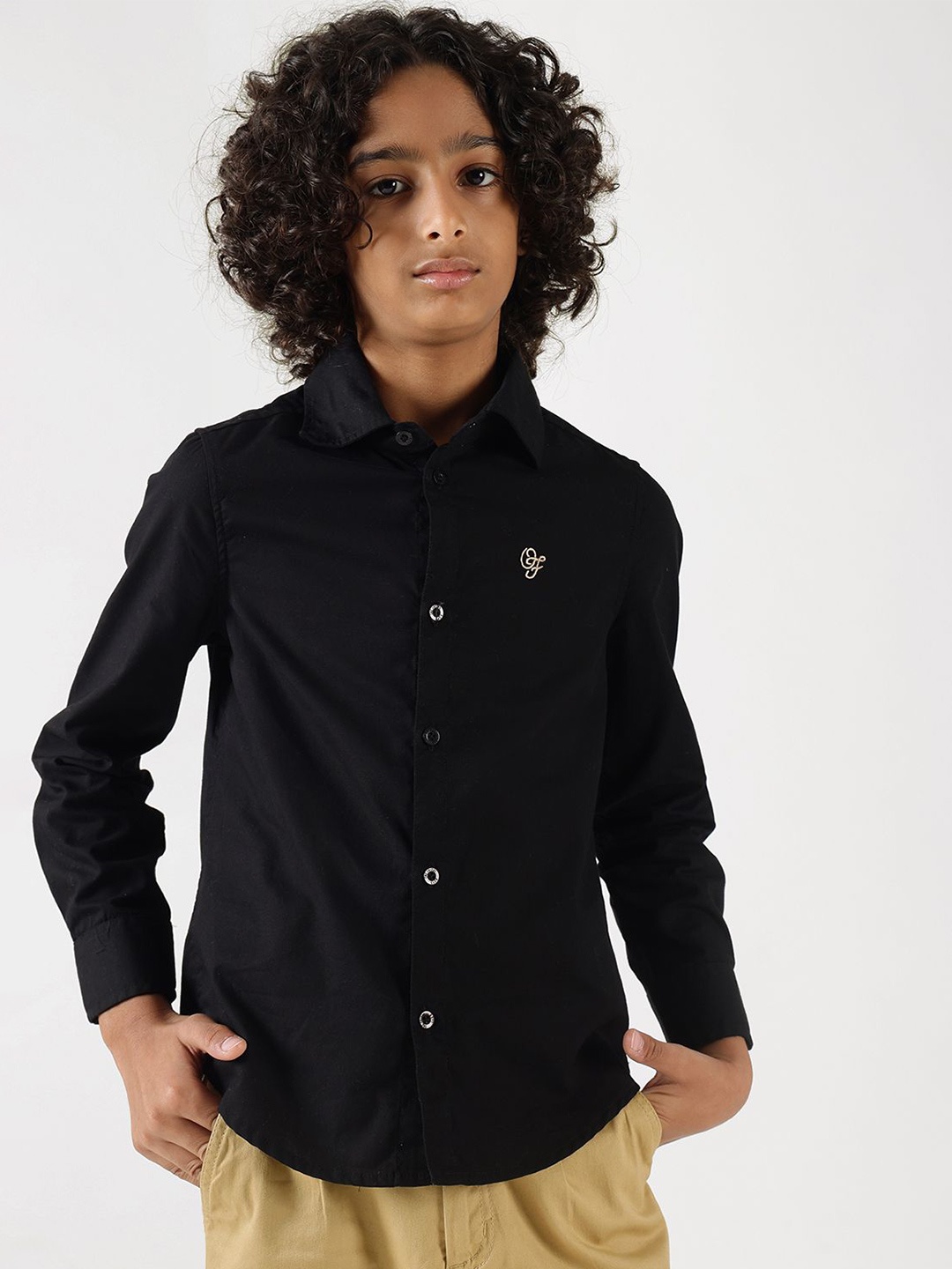 

One Friday Boys Comfort Opaque Casual Shirt, Black