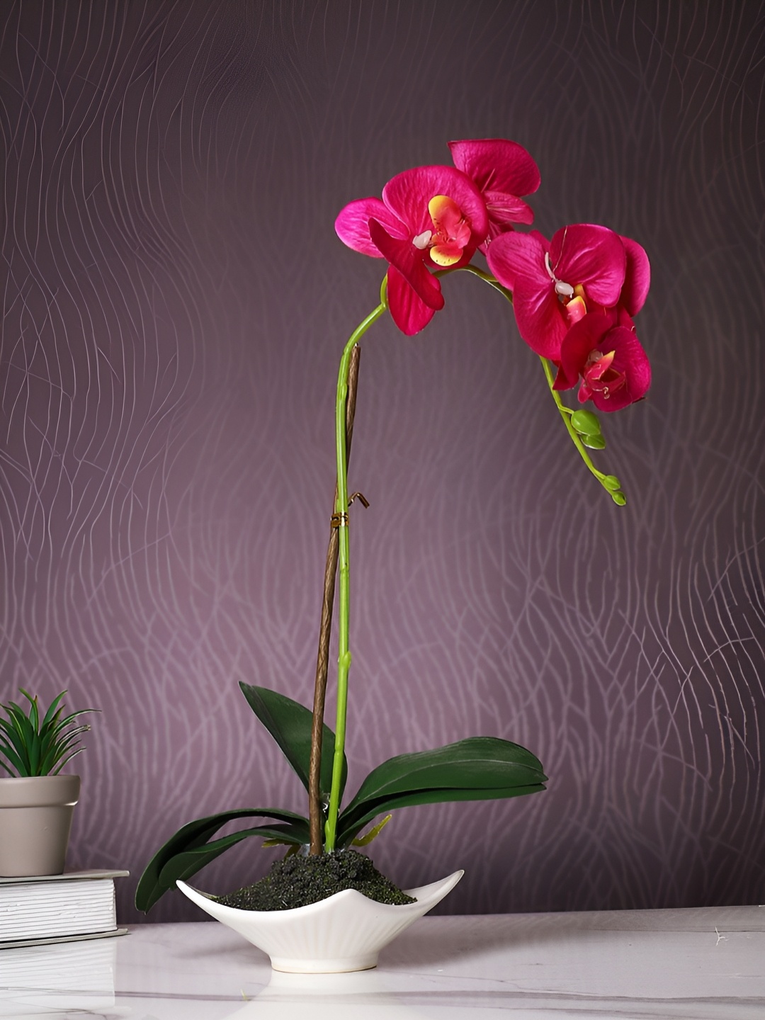 

TAYHAA White 1 Pieces Orchid Artificial Plant With Pot
