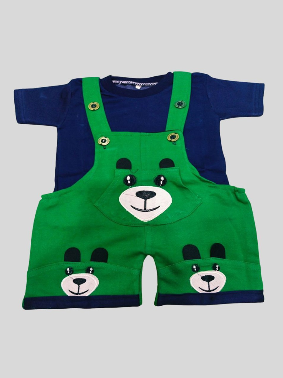 

BAESD Infants Printed Pure Cotton Dungaree With T-Shirt, Green