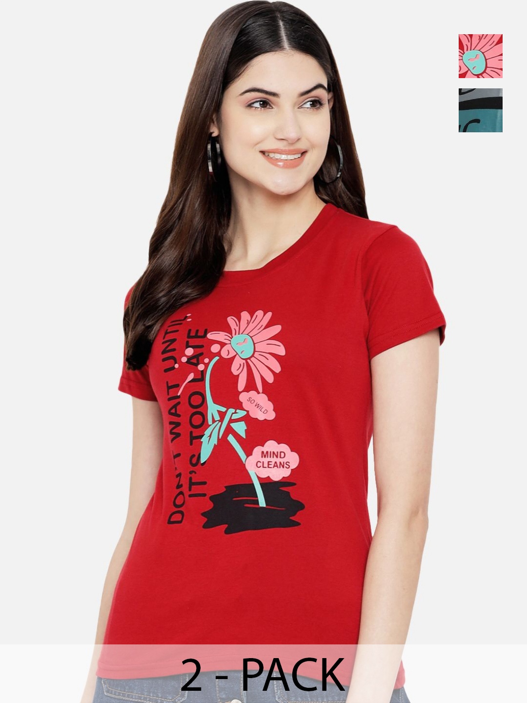 

Dreambe Women Typography Printed T-shirt, Multi
