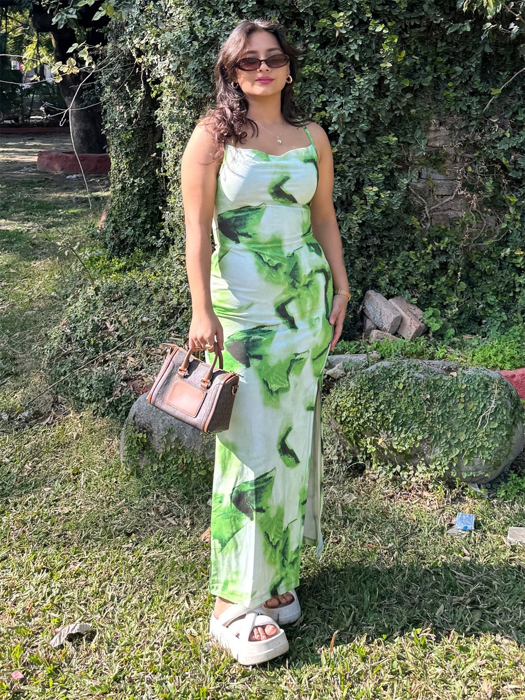 

BAESD Floral Print Maxi Dress, Green