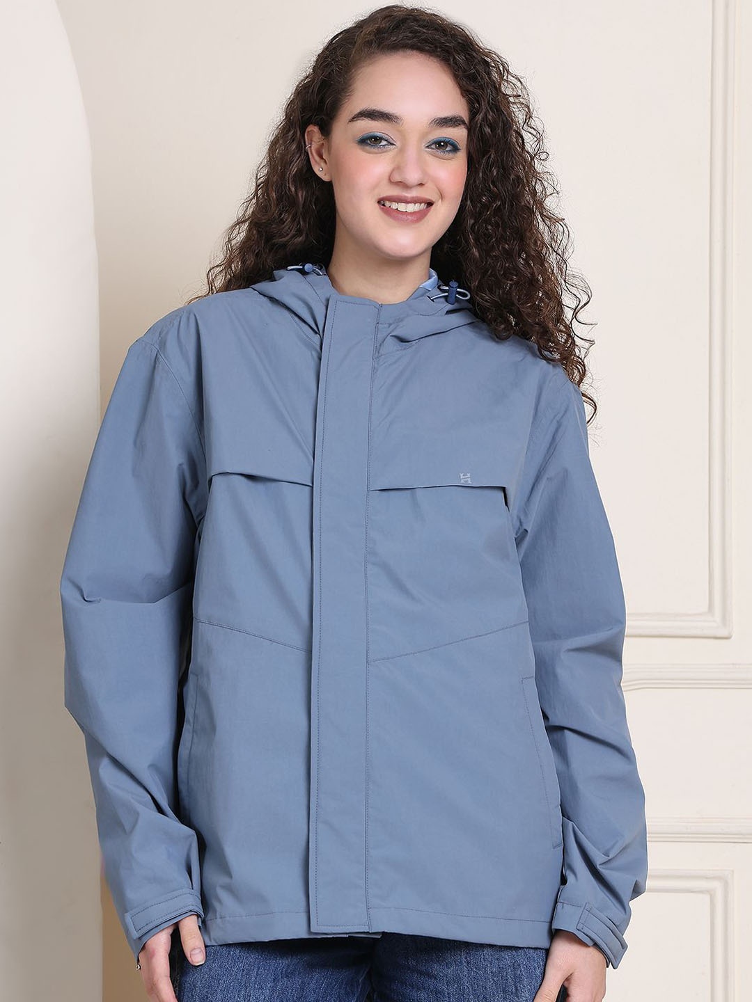 

HOUSE OF VEDAS Waterproof Hooded Rain Jacket, Blue