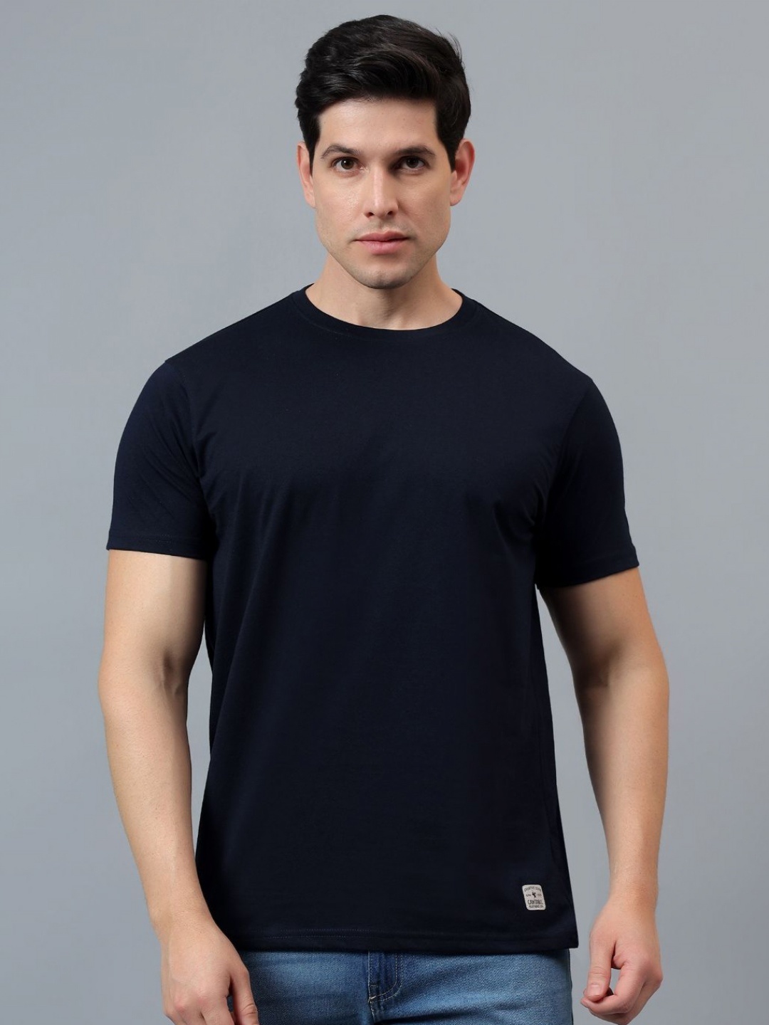 

Cantabil Men Pockets T-shirt, Navy blue