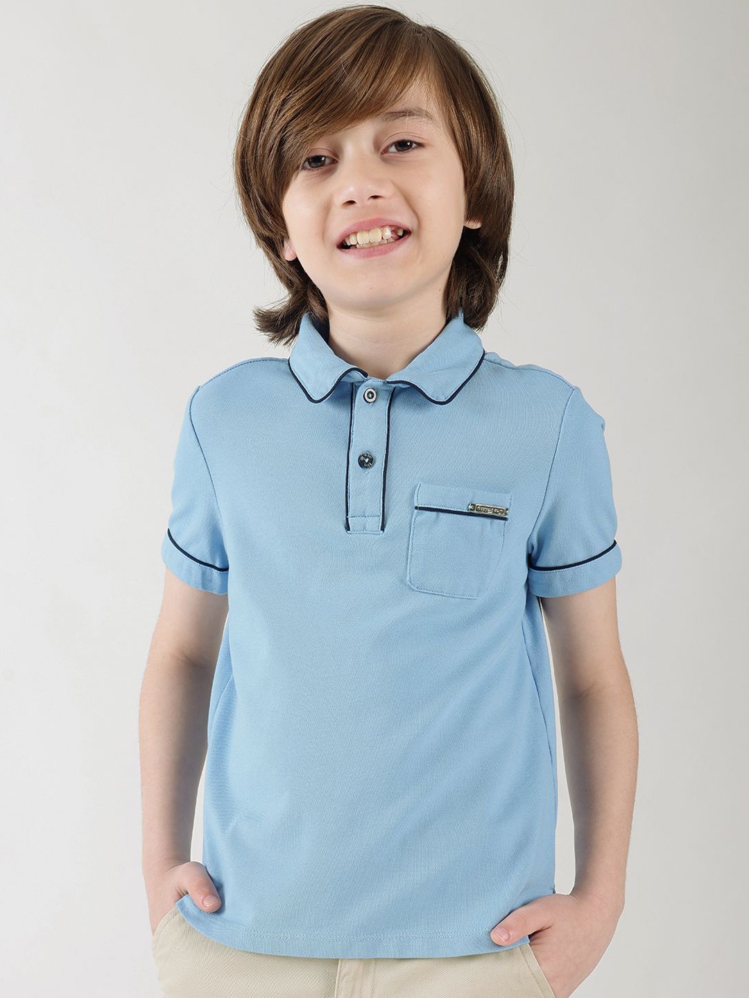 

One Friday Boys Polo Collar Pockets T-shirt, Blue