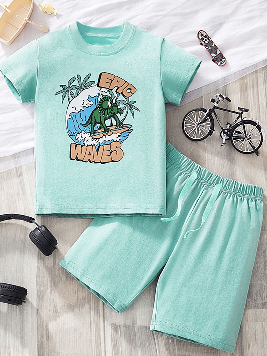 

LULU & SKY Unisex Kids Printed T-shirt with Shorts, Blue