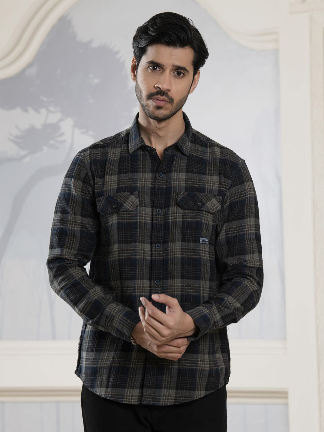 

Albion By CnM Men Comfort Opaque Casual Shirt, Olive