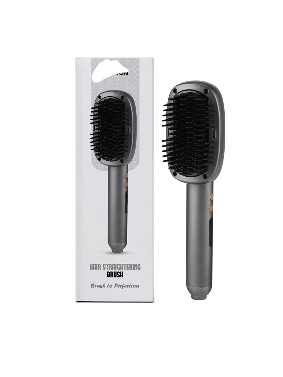 

WINSTON Hair Straightener Brush With Anti-Burn Bristles, Grey