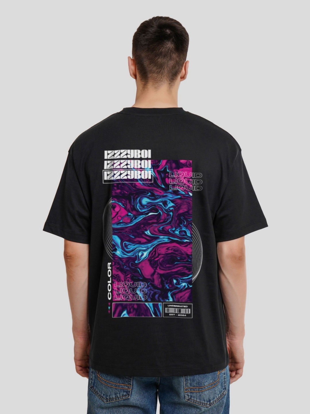 

Underrated Club Men Printed Bio Finish Raw Edge T-shirt, Black