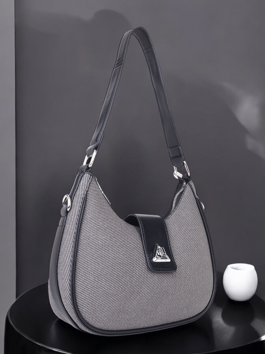 

Pramadda Pure Luxury PU Half Moon Shoulder Bag, Black