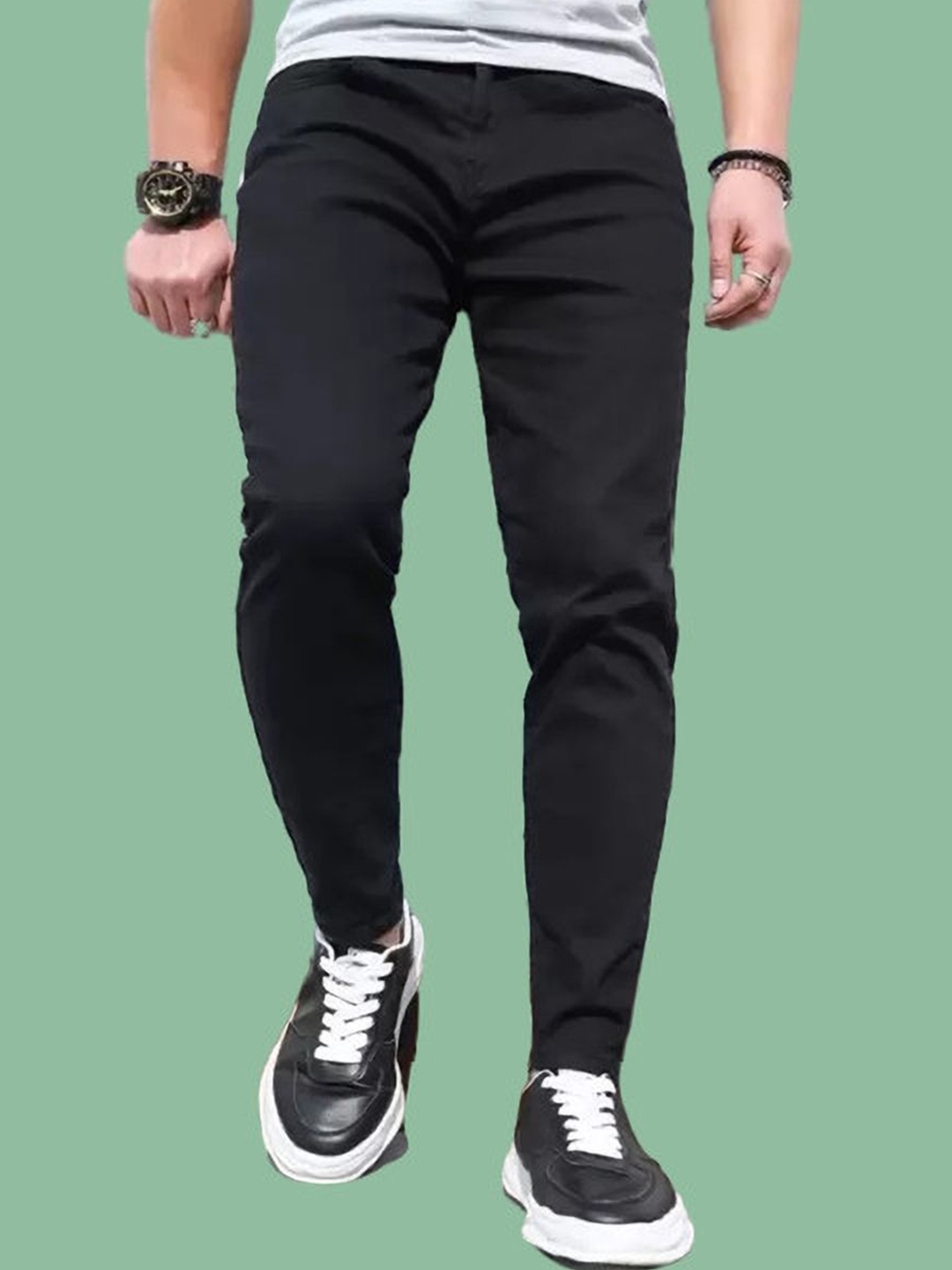 

COMFITS Men Classic Low Distress Stretchable Jeans, Black