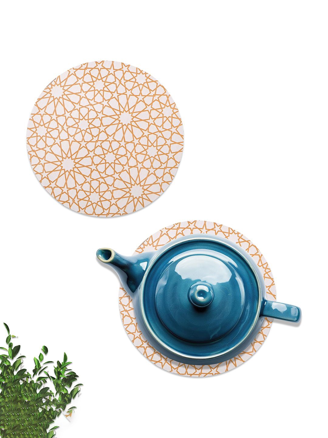

Kuber Industries 2-Pcs Beige Wooden Round TeaCoaster