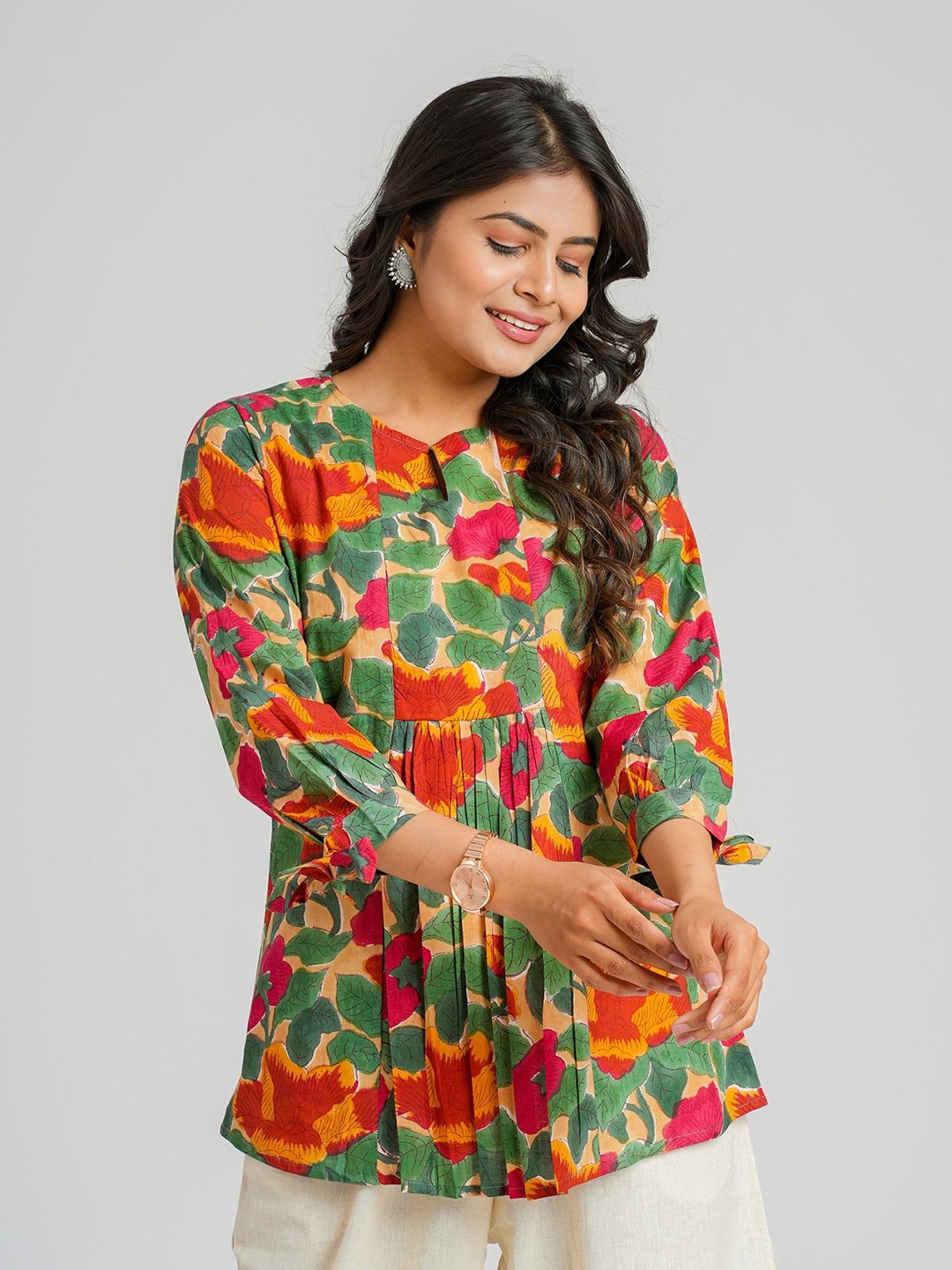 

Cotton Curio Cotton Block Printed Tunic, Red