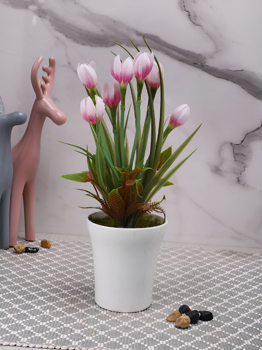 

Myntra Elegant Homes White 1 Pieces Tulip Artificial Plant With Pot