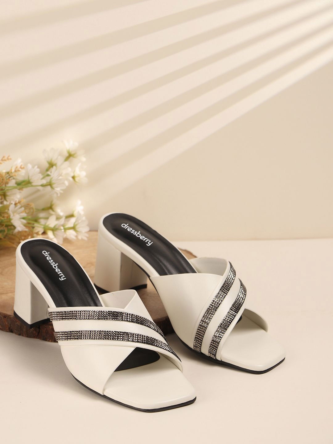 

DressBerry Party Block Sandals, White