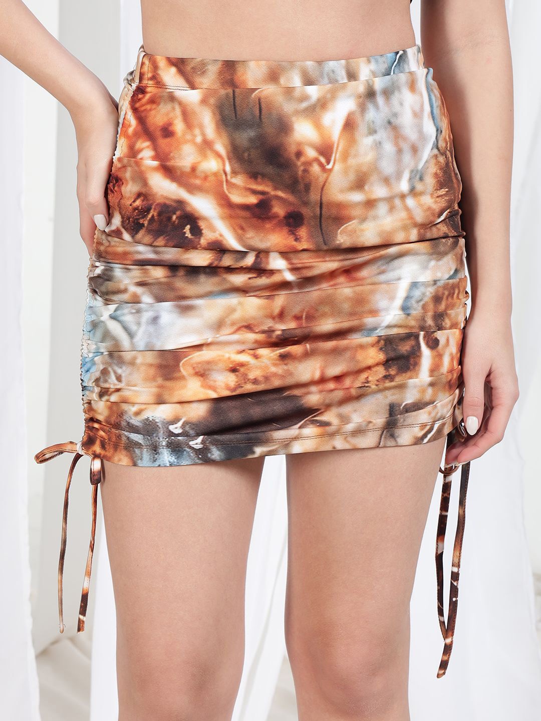

BAESD Printed Pencil Mini Skirt, Brown