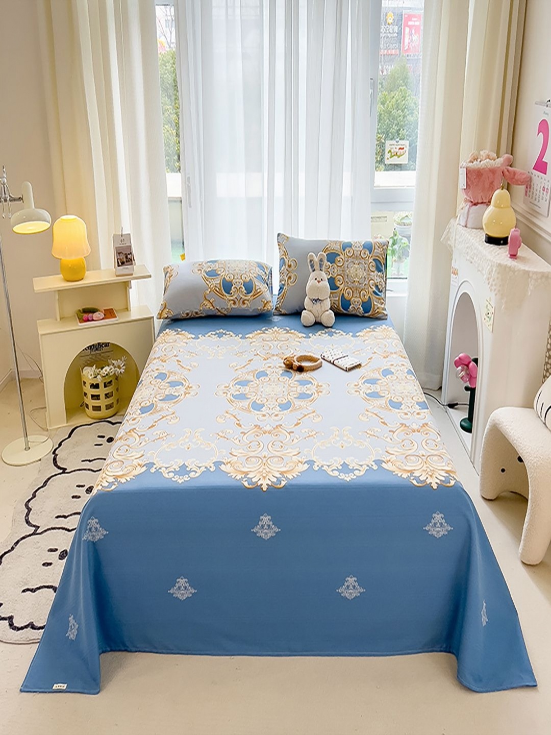 

JC HOME Grey & Beige 140 TC Queen Bedsheet with 2 Pillow Covers