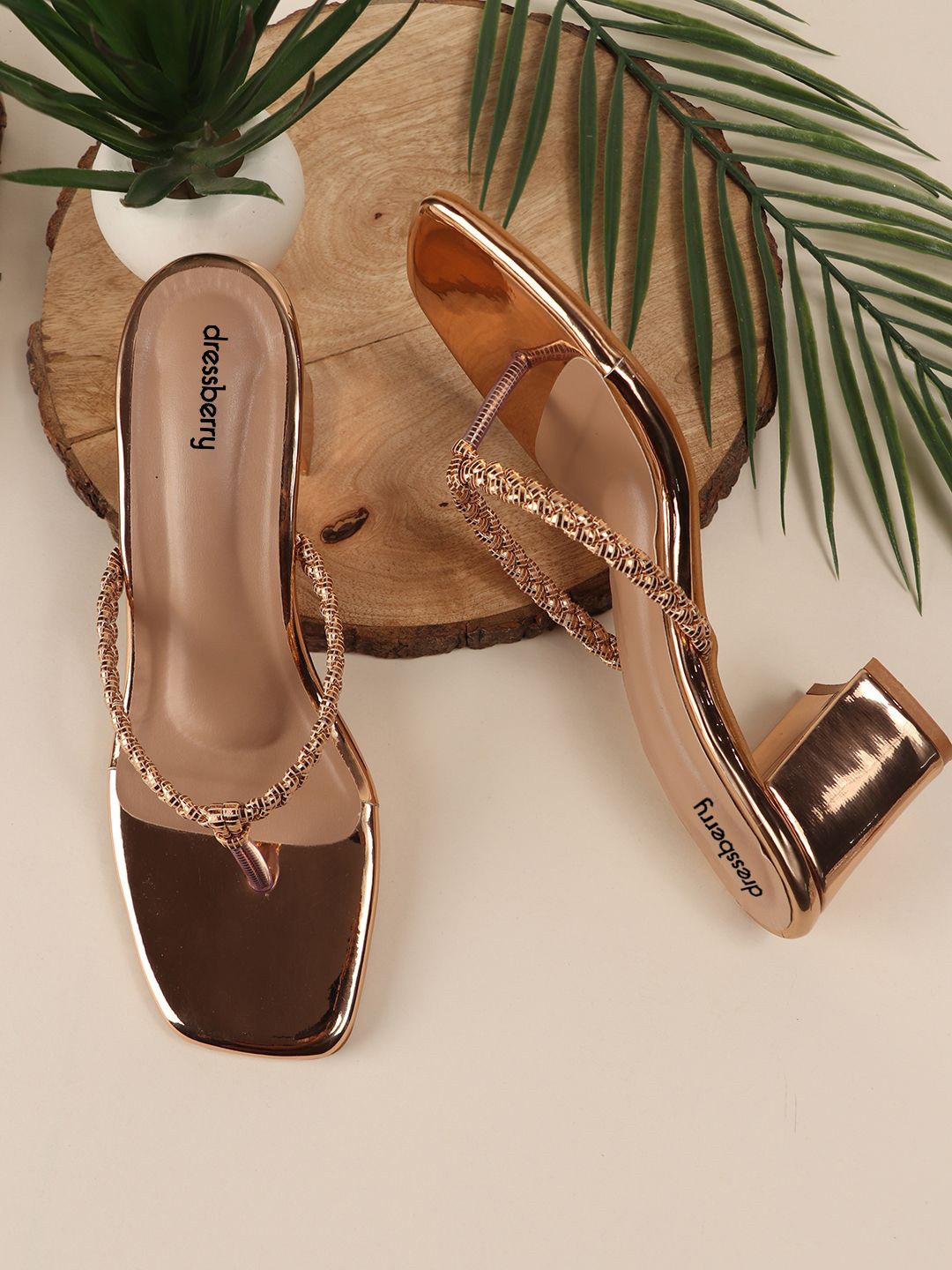 

DressBerry Party Block Sandals, Rose gold
