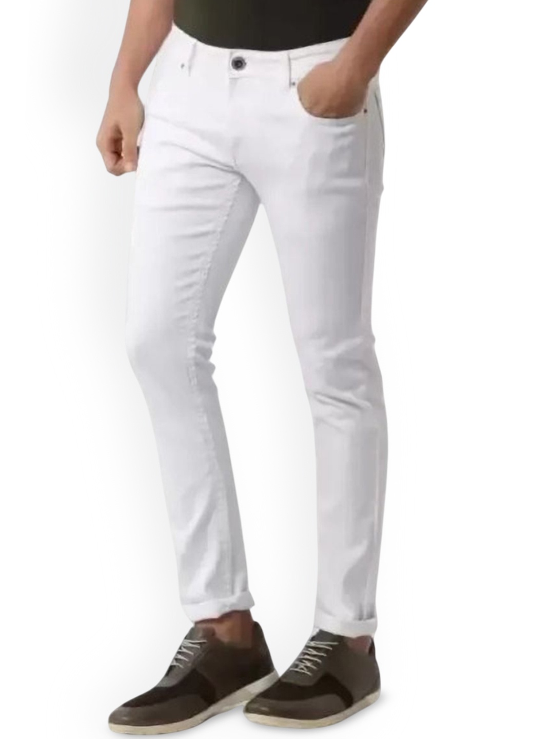 

COMFITS Men Classic Slash Knee Stretchable Jeans, White