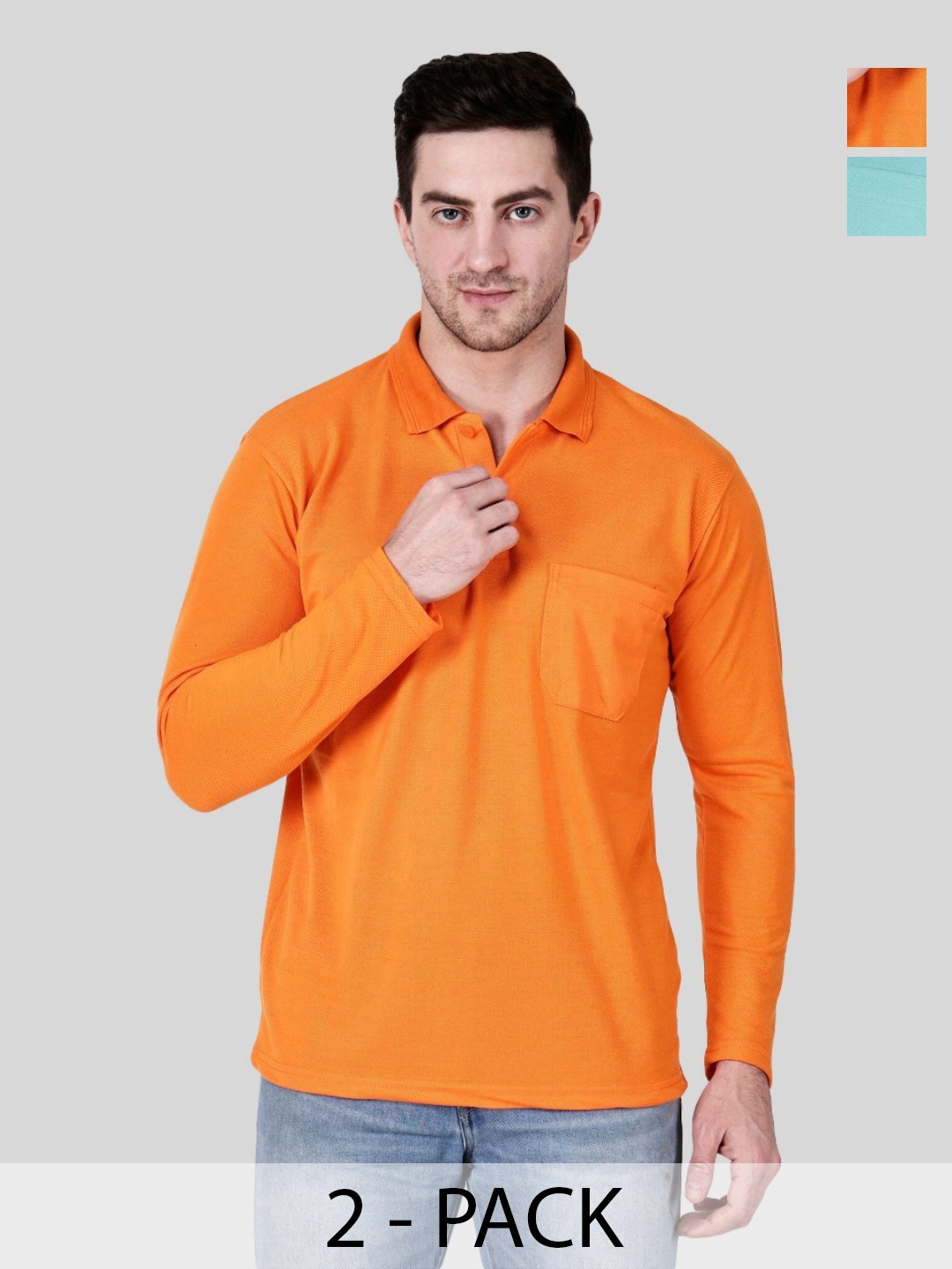 

SAIKSA FASHION Men 2 Polo Collar Applique T-shirt, Multi
