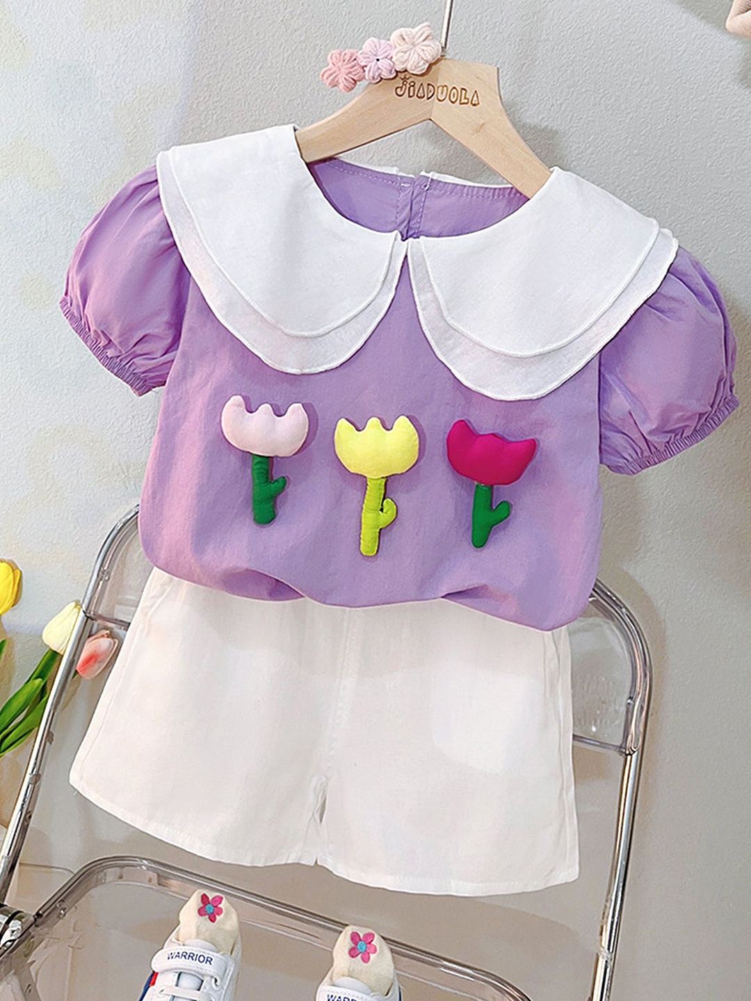 

LULU & SKY Girls Top with Shorts, Purple