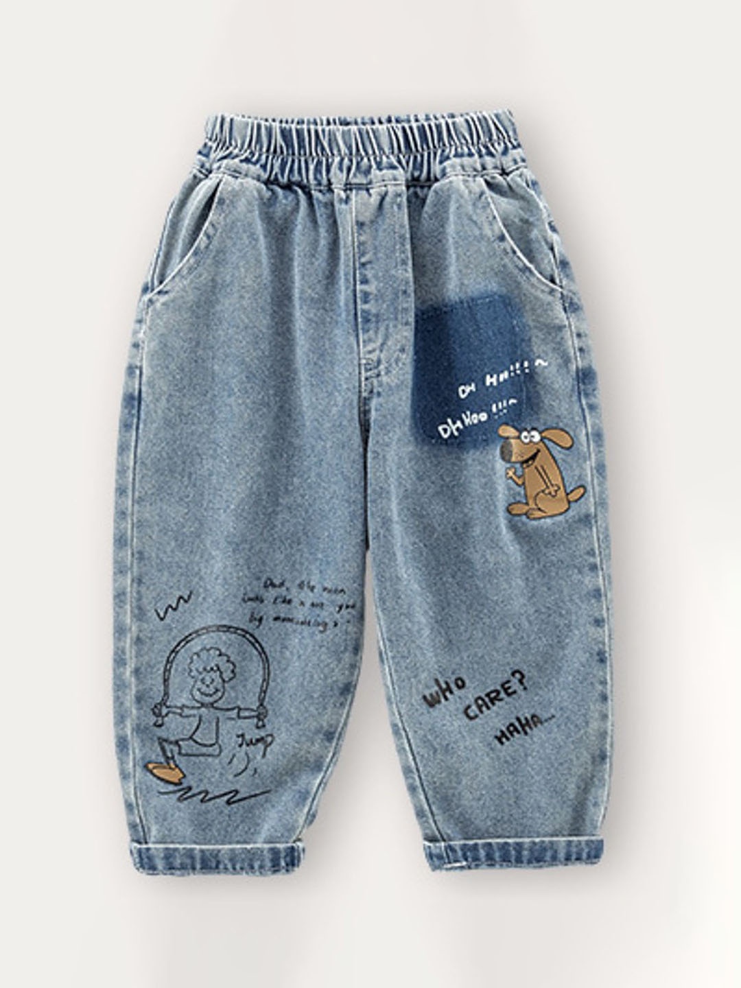 

LULU & SKY Boys Tapered Fit High-Rise Low Distress Heavy Fade Jeans, Blue