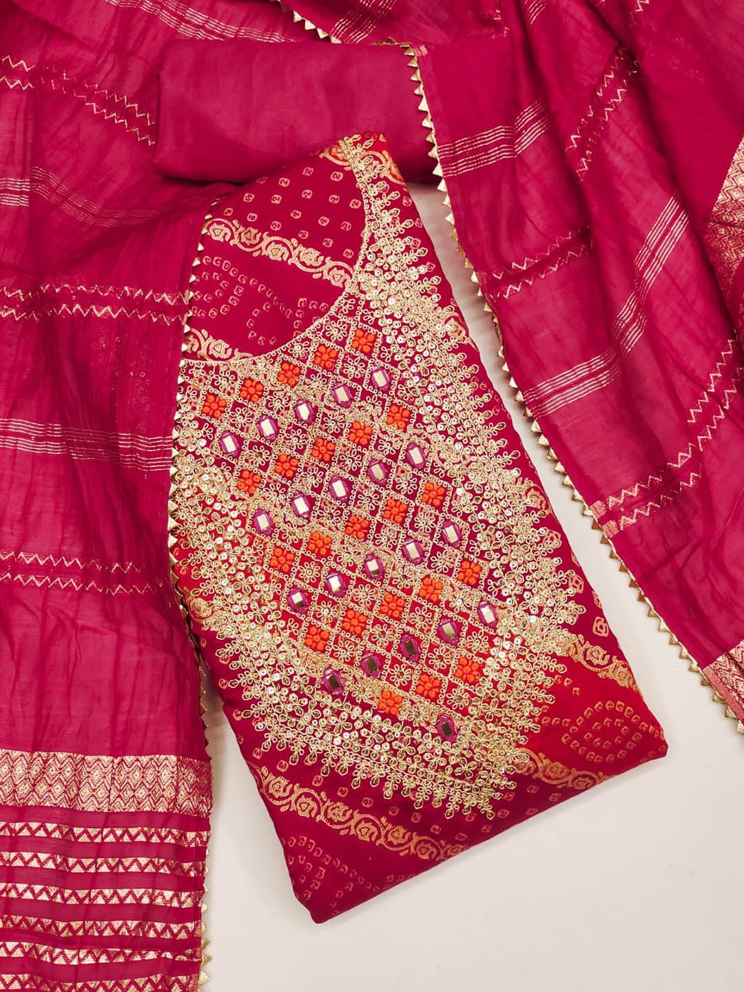 

BlissFlair Unstitched Dress Material, Red