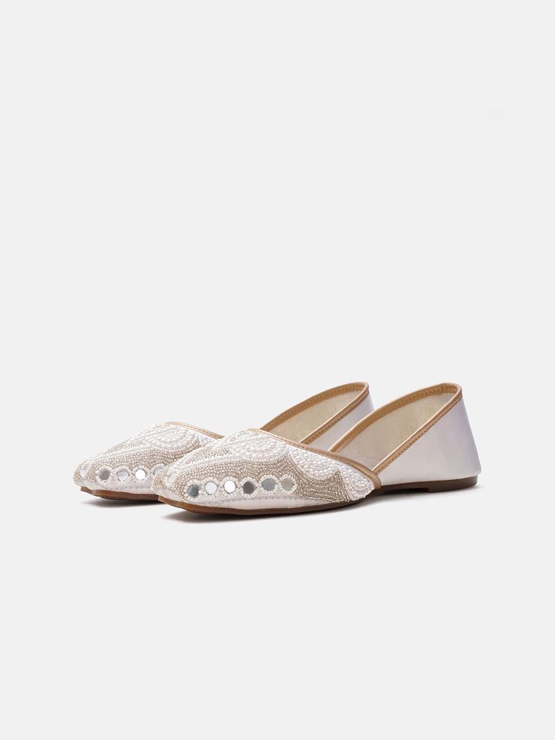 

JM Looks Girls Ethnic Mojaris with Embroidered Flats, White