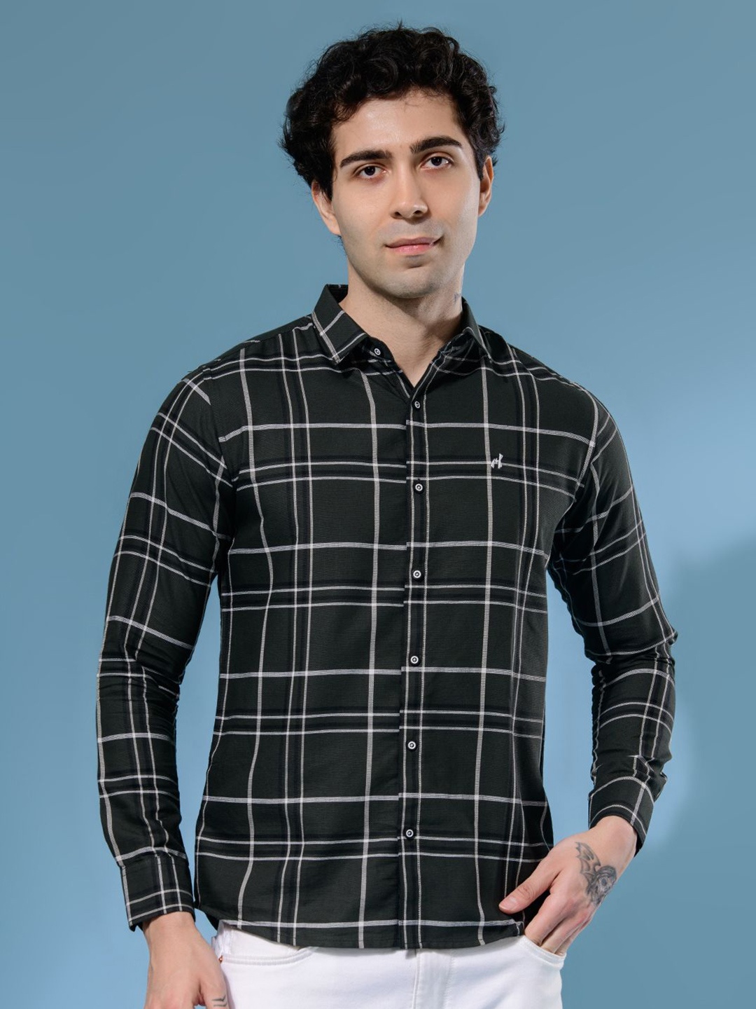 

Albion By CnM Men Comfort Opaque Casual Shirt, Green