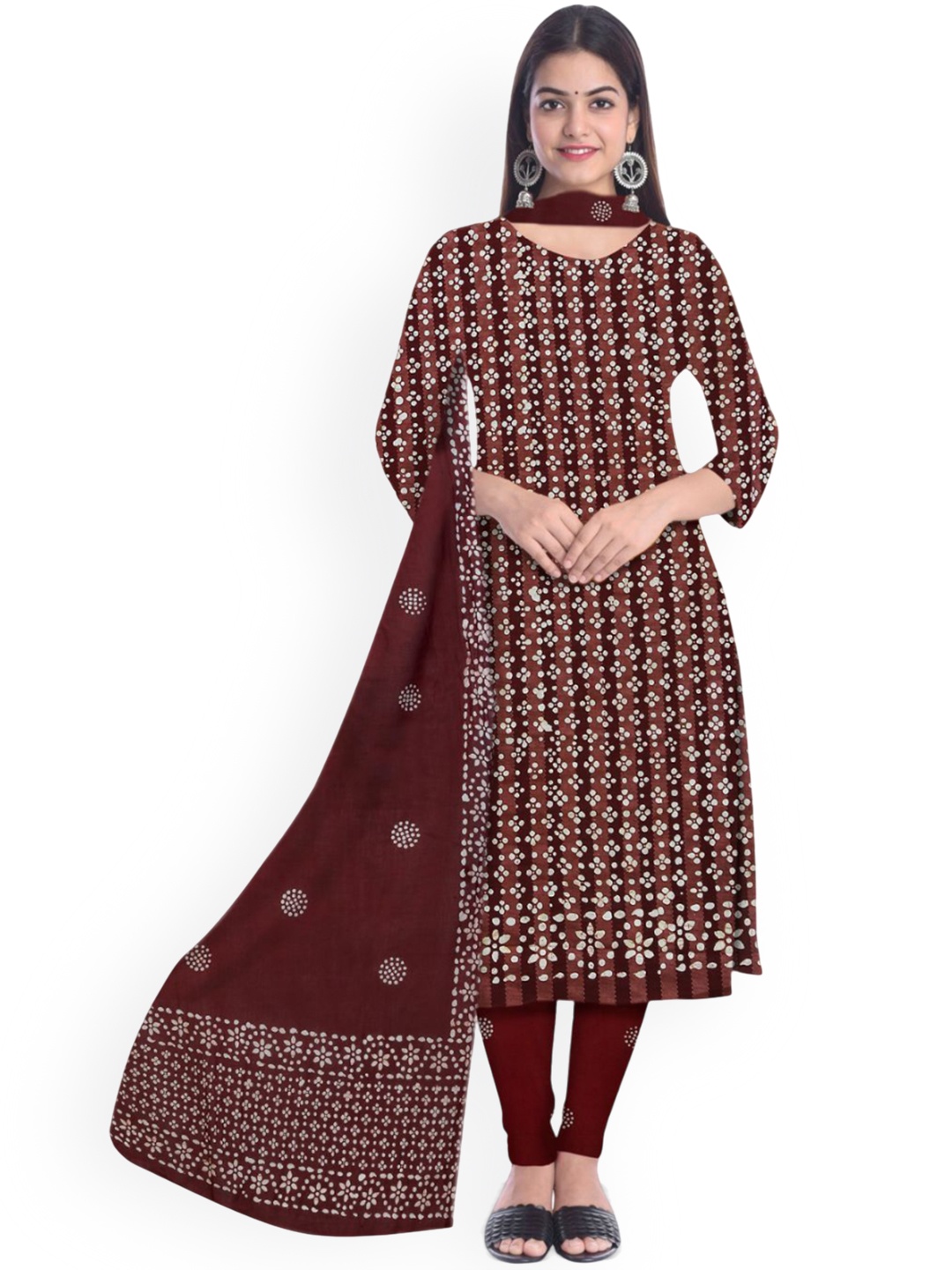 

Farooq Dyeing Printed Pure Cotton Unstitched Dress Material, Maroon