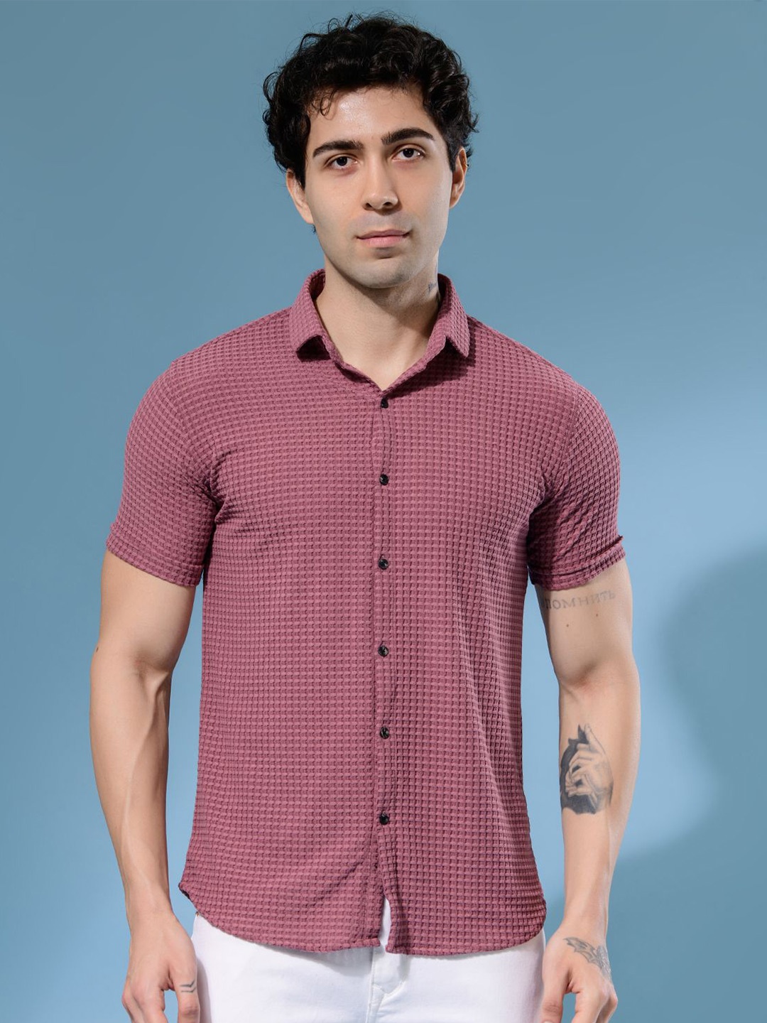 

Albion By CnM Men Comfort Opaque Casual Shirt, Pink
