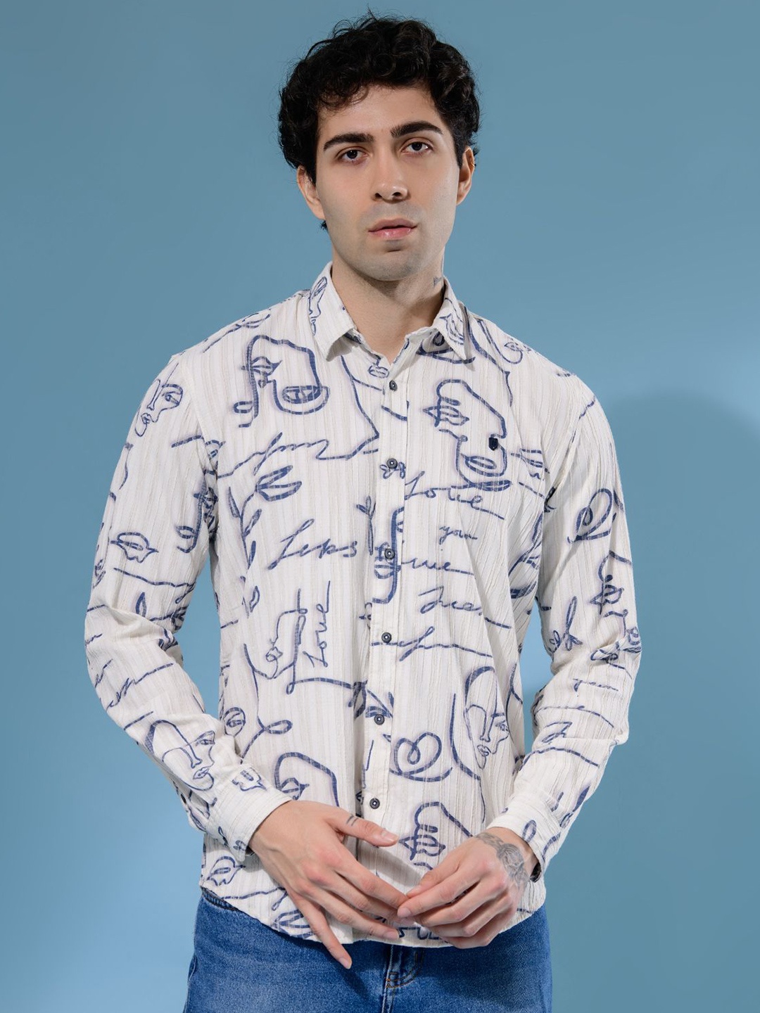 

Albion By CnM Men Comfort Opaque Casual Shirt, Blue